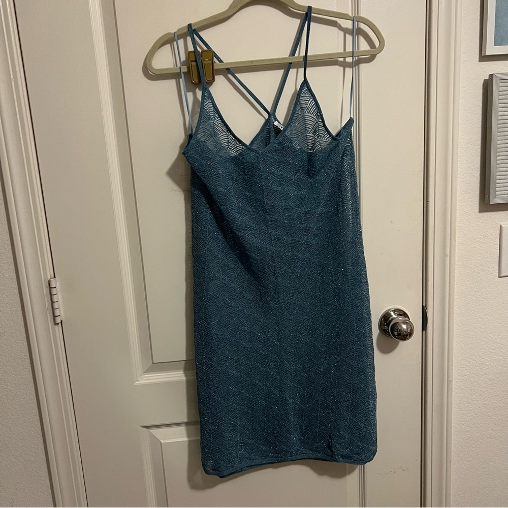 Blue Zara glitter Beach Dress